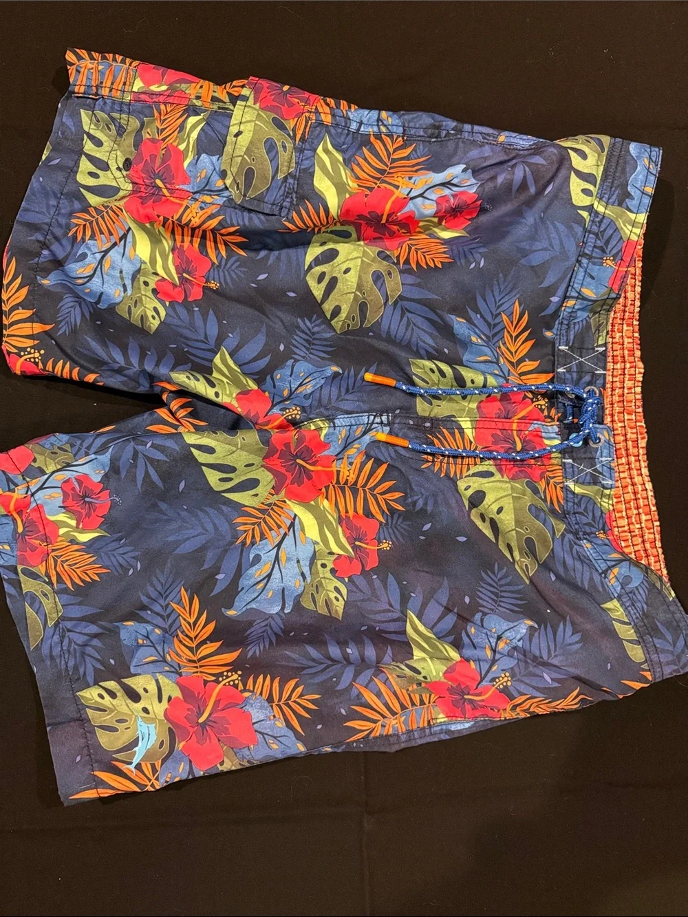 Tommy Bahama Navy Tropical Floral Swim Board Shorts - Blue/Green/Red/Orange